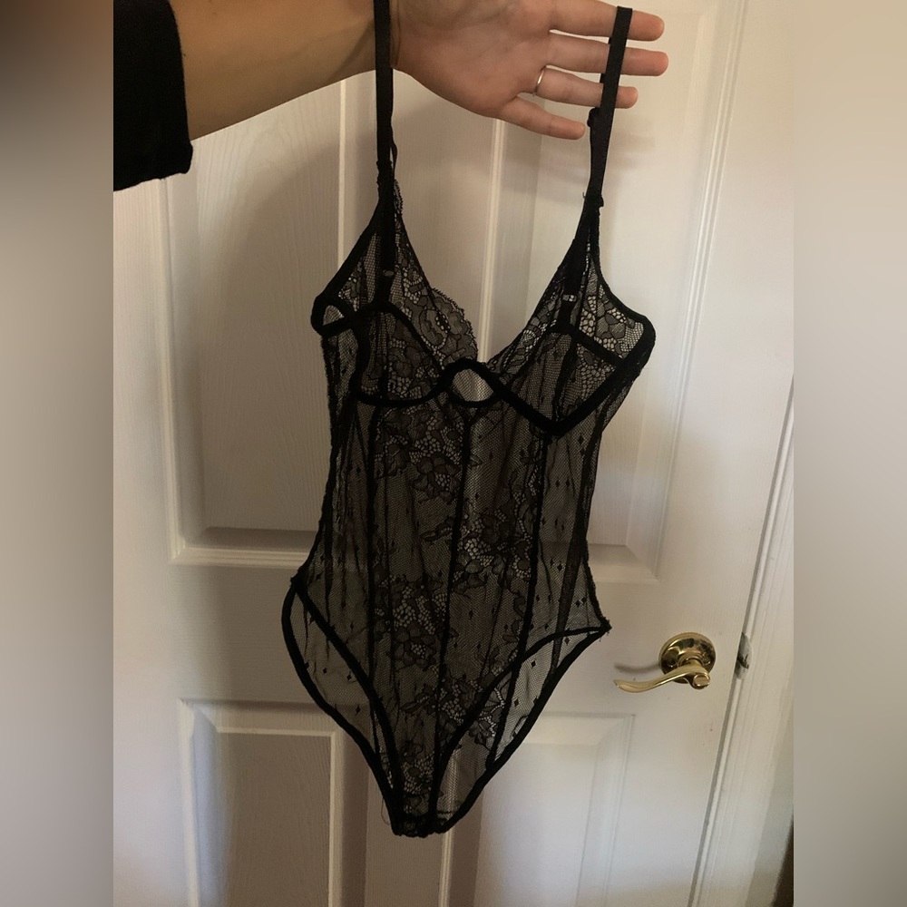 Black lace lingerie bodysuit